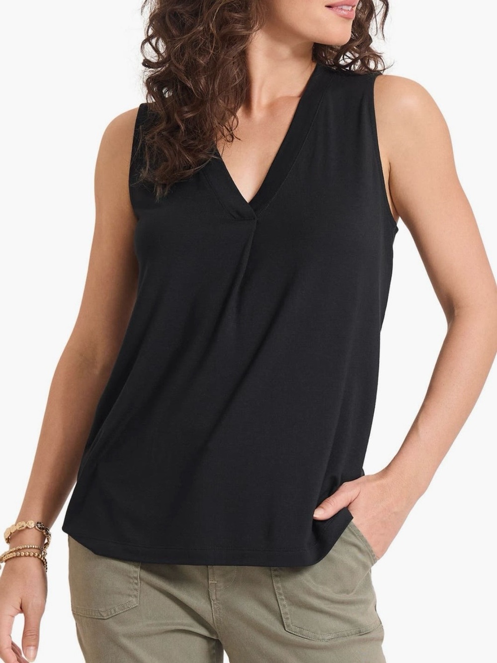 TOMMY BAHAMA Black Tank Top Kauai V-neck Sleeveless Soft Modal Size Small